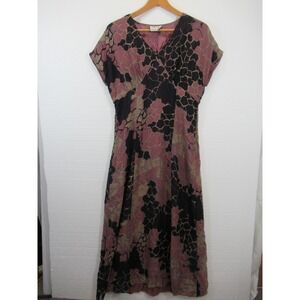 Vintage 90s Y2K Silk Babydoll Maxi Dress Women 10 Tess Cap Sleeve